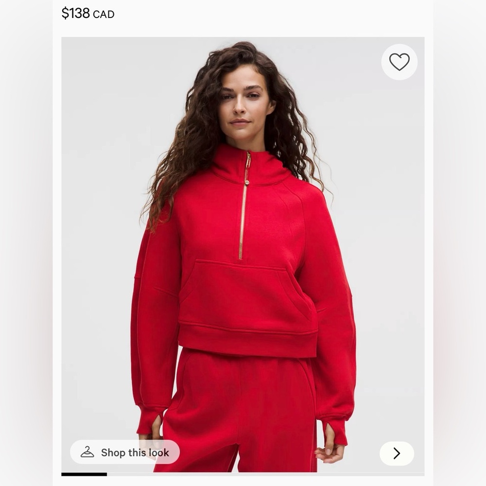 Lululemon Scuba Half-zip in Oxford Red Sweatshirt